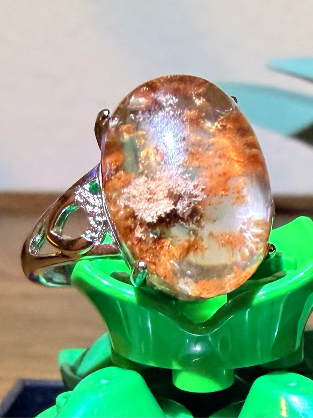 Lodalite (Garden Quartz) Ring - White Bronze - Picture 2 of 7